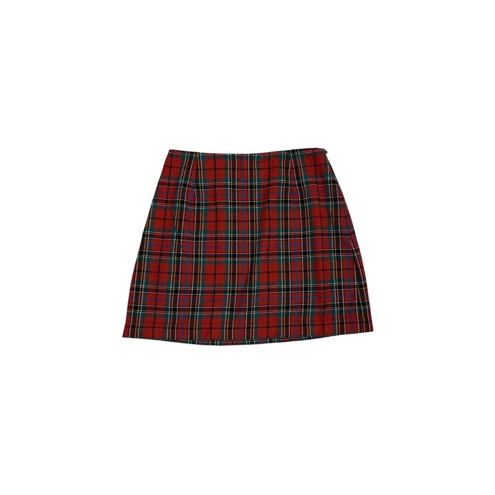 Vintage 90s Y2K The Limited Wool Blend Red Plaid Mini Skirt Size 2